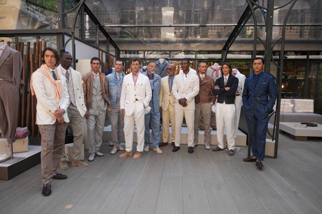 IPA85866352 - Milan, Milan Men™s Fashion Week Spring Summer 2027 - Men™s Fashion, Spring Summer 2027 - Brunello Cuccinelli™s presentation - pictured: Model  Copyright: xRiccardoxGIordanox xRiccardoxGiordanox 85866352