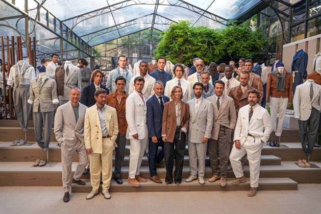 IPA85866333 - Milan, Milan Men™s Fashion Week Spring Summer 2027 - Men™s Fashion, Spring Summer 2027 - Brunello Cuccinelli™s presentation - pictured: Carolina Cuccinelli with the models  Copyright: xRiccardoxGIordanox xRiccardoxGiordanox 85866333