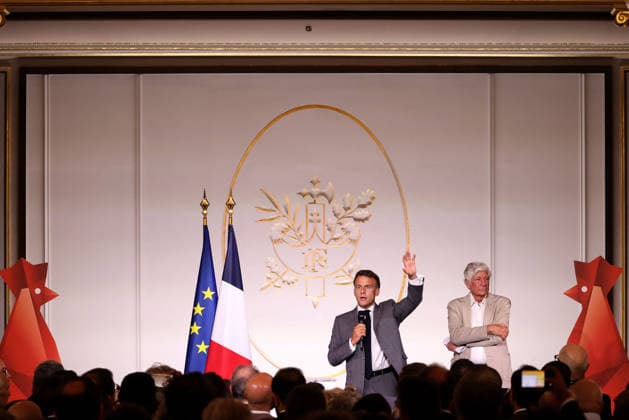 French President Emmanuel Macron delivers a speech as he welcomes several hundred French, European, and international members of the technology community to celebrate the tenth anniversary of the VivaTech technology innovation fair at the Élysée Palace in Paris on June 19, 2026. Stéphane Lemouton, Pool Bestimage, Paris, France,detected_source_language  Copyright: xStÃ phanexLemoutonx xPoolx xBestimagexStÃ phanexLemoutonx xPoolx xBestimagex