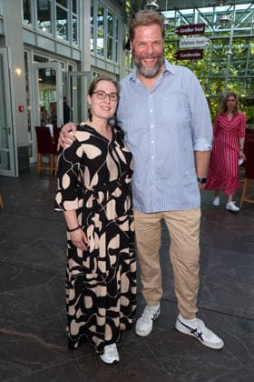 Actor Tetje Mierendorf with his wife Cornelia at the premiere of the comedy Höchste Zeit, Comedy Winterhuder Fährhaus