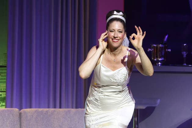 Charlotte Heinke on stage at the premiere of the comedy Höchste Zeit, Winterhuder Fährhaus Comedy. This musical comedy, featuring hits from the ’70s through the ’90s, follows four women going through menopause who, on the eve of a wedding, grapple with the big questions about love, marriage, and the perfect partner, Hamburg, June 19, 2026,detected_source_language