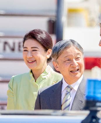 Crown Princess Elisabeth Welcomes Japanese Emperor and Empress - Brussels Emperor Naruhito of Japan and his wife, Empress Masako are welcomed by Princess Elisabeth of Belgium upon their arrival at Melsbroek airport in Brussels, Belgium, 20 June 2026. The Japanese imperial majesties are on a state visit to Belgium. This year, Belgium and Japan celebrate 160 years of diplomatic relations. This state visit is therefore the opportunity to confirm the close ties between the two countries, which are also reflected in the special bond between the Belgian royal family and the Japanese imperial family Photo by Olivier Polet ABACAPRESS.COM Brussels Belgium  Copyright: xPoletxOlivier ABACAx