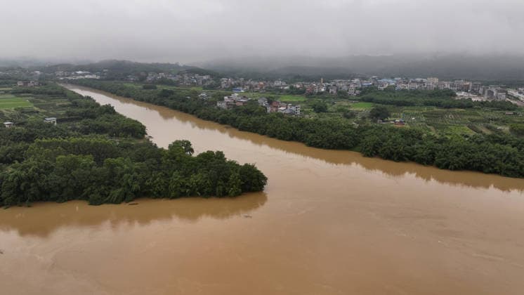 Rainstorm Hit Liuzhou The water in the Rong an County section of Rongjiang River rises, Liuzhou City, Guangxi, China on June 20, 2026. Liuzhou Guangxi China  Copyright: xCFOTOx i1781983647211