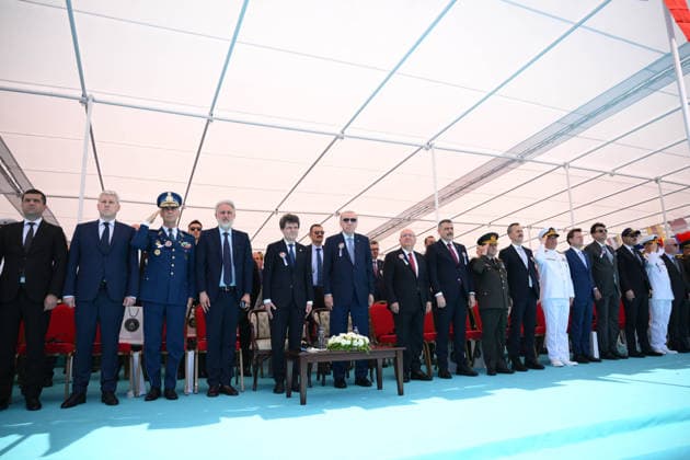 Turkish President Recep Tayyip Erdogan ISTANBUL, TURKIYE - JUNE 20: Turkish President Recep Tayyip Erdogan and the Romanian President Nicusor Dan attend the Ceremony for Delivery of Cam. Roman Offshore Patrol Vessel to Romanian Naval Forces, and for Commissioning and Flag-Raising of Turkish Naval Forces’ Platforms at Istanbul Shipyard Command in Istanbul, Turkiye on June 20, 2026. Arif Hudaverdi Yaman Anadolu Istanbul Turkey. Editorial use only. Please get in touch for any other usage.  Copyright: x2026xAnadoluxArifxHudaverdixYamanx