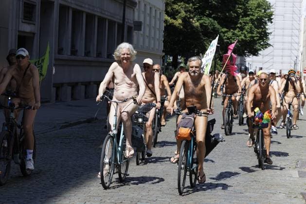 The Cyclonudista World Naked Bike Ride pictured in Brussels, Saturday 20 June 2026. The initiative, celebrating it s 20th edition, wants to lobby for cycling safety, the environment and bodily freedom.  NICOLASxMAETERLINCK 178461983