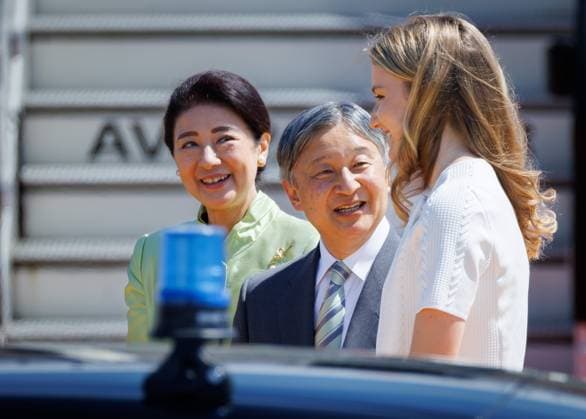 State Visit Of The Emperor And The Empress Of Japan To Belgium Japanese Empress Masako, Japanese Emperor Naruhito and Crown Princess Elisabeth pictured during the arrival at Melsbroek military airport for an official state visit of the Japanese Emperor and Empress to Belgium, on Saturday 20 June 2026, in Brussels. The Emperor and Empress of Japan visit Belgium from June 20-25. BELGA PHOTO BENOIT DOPPAGNE Melsbroek Belgium  Copyright: xBenoitxDoppagnex