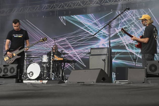 Guitarists Nick Chaplin, left, and Neil Halstead, right, of Slowdive perform during the music festival Metronome Prague, on June 20, 2026, in Prague, Czech Republic. (CTKxPhoto MichalxKrumphanzl) CTKPhotoP2026062004473  CTKPhotoP2026062004473