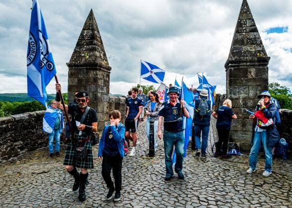 UK: Independence March at Old Stirling Bridge in Stirling, Scotland on 20th June 2026 Saturday 20th June 2026 Independence supporters march from Stirling Bridge to the site of the Battle of Bannockburn. Copyright: xAndrewxWilsonx
