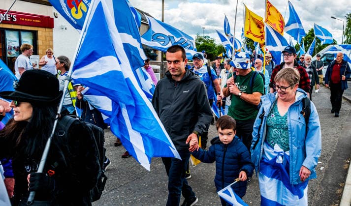 UK: Independence March at Old Stirling Bridge in Stirling, Scotland on 20th June 2026 Saturday 20th June 2026 Independence supporters march from Stirling Bridge to the site of the Battle of Bannockburn. Copyright: xAndrewxWilsonx