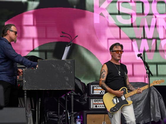From left keyboardist Nick Nasmyth and guitarist Wayne Murray of Manic Street Preachers perform during the music festival Metronome Prague, on June 20, 2026, in Prague, Czech Republic. (CTKxPhoto MichalxKrumphanzl) CTKPhotoP2026062004689  CTKPhotoP2026062004689
