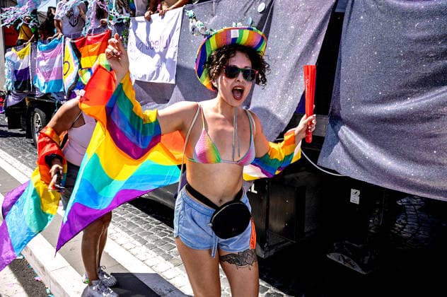 Rome Pride Parade 2026 ROME, ITALY - JUNE 20: People take part the 32st edition of the Pride Parade in support of LGBTQ rights on June 20 2026 in Rome, Italy. Rome Italy Copyright: xStefanoxMontesix