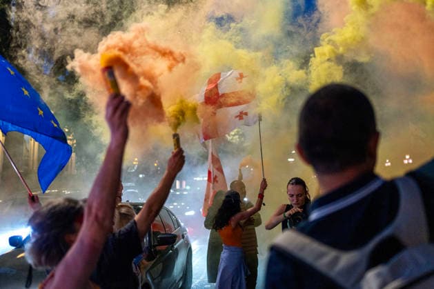 June 20, 2026, Tbilisi, Georgia: Protesters participate on the 570th day of anti-government rallies in Tbilisi. Tbilisi Georgia  - ZUMAz174 20260620_zip_z174_009 Copyright: xMoexZoyarix