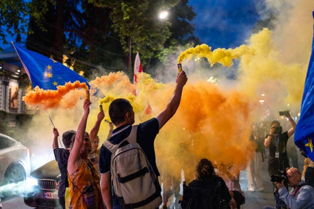 June 20, 2026, Tbilisi, Georgia: Protesters participate on the 570th day of anti-government rallies in Tbilisi. Tbilisi Georgia  - ZUMAz174 20260620_zip_z174_011 Copyright: xMoexZoyarix