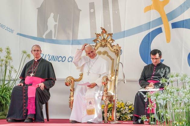 IPA85888789 - PAVIA, June 20, 2026 - The Holy Father, Pope Leo XIV, in Piazza della Vittoria during his visit to Pavia.  Copyright: xEmanuelexRobertoxDexCarlix xx 85888789