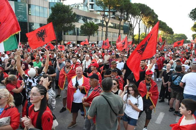 Protests in Albania against Zvernec tourism project enter 21st day TIRANA, ALBANIA - JUNE 20: Protests continue for the 21st consecutive day in the Albanian capital, Tirana, against a planned tourism project in the Zvernec region of Vlora, on June 20, 2026. A large crowd gathered for today s demonstration under the slogan Albania is not for sale, which also saw a heavy turnout from the Albanian diaspora arriving from various countries. Olsi Shehu Anadolu Tirana Albania. Editorial use only. Please get in touch for any other usage.  Copyright: x2026xAnadoluxOlsixShehux