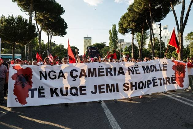 Thousands Gather in Tirana for Day 21 of Anti-Kushner Protests TIRANA, ALBANIA JUNE 20, 2026: Thousands of demonstrators gather in central Tirana during the twenty-first consecutive day of protests against a proposed luxury tourism development project linked to Jared Kushner. The rally drew one of the largest crowds since the movement began in late May, including members of the Albanian diaspora who traveled from across Europe and beyond to take part. Protesters marched through the capital carrying banners, placards, and Albanian flags while calling for the cancellation of the project and expressing concerns over its potential environmental impact on protected coastal areas. Tirana Albania Copyright: x xVlasovxSulajx xJNAxPressx