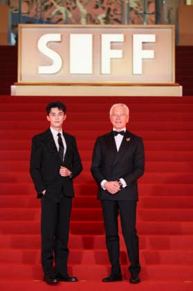 SHANGHAI, CHINA - JUNE 20: Actor Leo Wu Lei (L) arrives at the red carpet of the closing ceremony for the 28th Shanghai International Film Festival on June 20, 2026 in Shanghai, China.  Copyright: xVCGx 111649392994