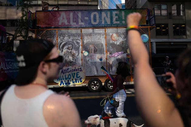 June 20, 2026, Washington, District Of Columbia, USA: Parade participants ride in a foam bath vehicle during the 2026 Capital Pride Parade in Washington, D.C. on June 20, 2026. Washington USA - ZUMAd227 20260620_znp_d227_008 Copyright: xBryanxDozierx
