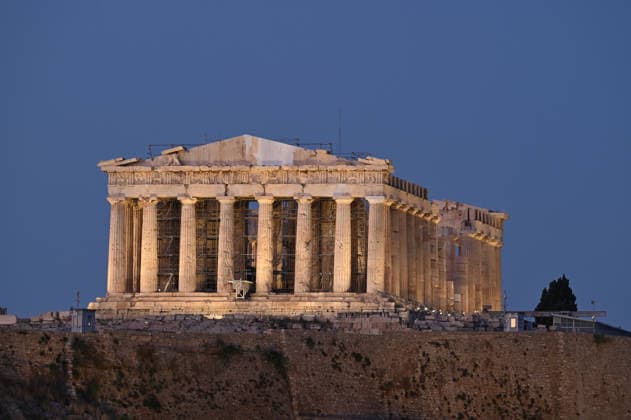 Scaffolding Comes Down From Western Face of the Parthenon The restored western pediment of the ancient Parthenon temple is seen unobstructed on the Acropolis after decades of restoration scaffolding was dismantled. Athens Greece Copyright: xNicolasxKoutsokostasxNicolasxKoutsokostasx DSC_202606200934