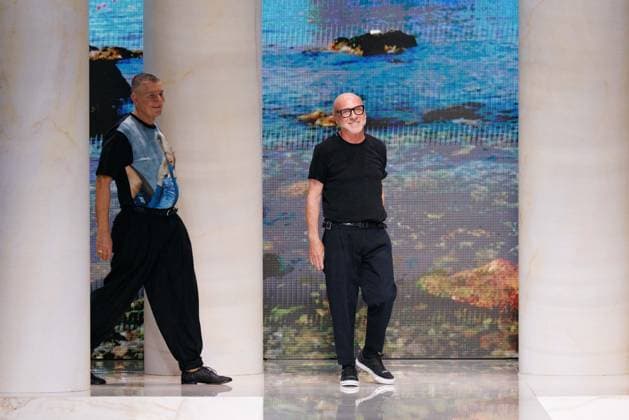 News - Dolce&Gabbana - Runway - Milan Fashion Week - Menswear Spring Summer 2027 MILAN, ITALY - JUNE 20, 2026: (R-L) Domenico Dolce and Stefano Gabbana greet the audience at the end of the Dolce&amp;Gabbana Men s Spring Summer 2027 fashion show during Milan Fashion Week Menswear in Milan, Italy, on June 20, 2026. Photo: Cinzia Camela. Milan Metropol Italy Copyright: xCinziaxCamelax xLiveMediax LPN_2529386