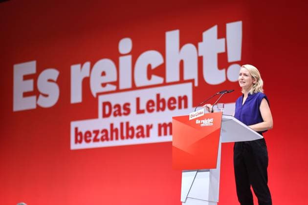 Potsdam, Brandenburg, Deutschland, 21.06.2026: Metropolis-Halle: Bundesparteitag der Linkspartei: Ines Schwerdtner *** Potsdam, Brandenburg, Germany, June 21, 2026 Metropolis Halle Federal Party Convention of The Left Party Ines Schwerdtner,detected_source_language Copyright: xdtsxNachrichtenagenturx dts_124289