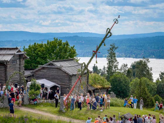 TÄLLBERG 2026-06-20 I byn Holen har byns invanare firat Midsommar i över 100 ar, majstangen reses vid Gammelgarden där det sedan bjöds pa dans och lekar. Foto Ulf Palm TT Kod 9110 TÄLLBERG SVERIGE x9110x *** TÄLLBERG, June 20, 2026. In the village of Holen, the villagers have celebrated Midsummer for over 100 years; the maypole was raised at Gammelgarden, where dancing and games followed. Photo  Copyright: xUlfxPalm xTTx MIDSOMMARFIRANDE I HOLEN bN-3dg5HLWU