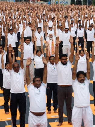PM Modi takes part in 12th International Day of Yoga celebrations Kolkata, Jun 21 (ANI): Prime Minister Narendra Modi takes part in 12th International Day of Yoga celebrations, in Kolkata on Sunday. (DPR PMO ANI Photo) Kolkata West Bengal India Copyright: xANIx ANI_20260621017