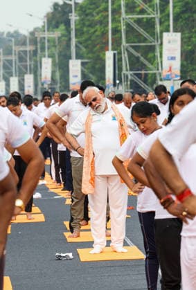 PM Modi takes part in 12th International Day of Yoga celebrations Kolkata, Jun 21 (ANI): Prime Minister Narendra Modi takes part in 12th International Day of Yoga celebrations, in Kolkata on Sunday. (DPR PMO ANI Photo) Kolkata West Bengal India Copyright: xANIx ANI_20260621008