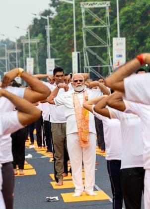 PM Modi takes part in 12th International Day of Yoga celebrations Kolkata, Jun 21 (ANI): Prime Minister Narendra Modi takes part in 12th International Day of Yoga celebrations, in Kolkata on Sunday. (DPR PMO ANI Photo) Kolkata West Bengal India Copyright: xANIx ANI_20260621009