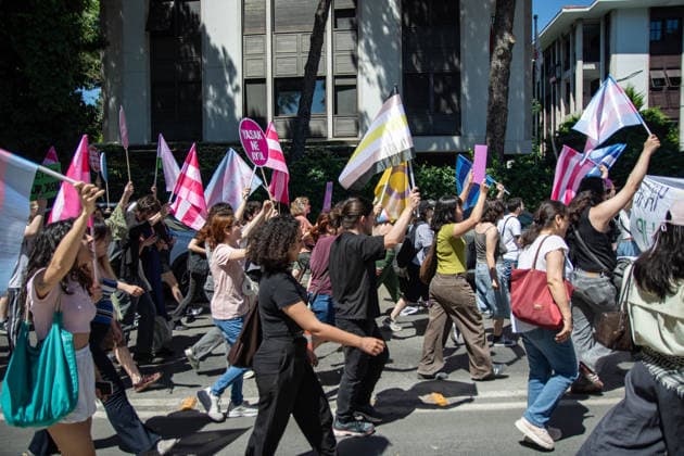 June 21, 2026, Istanbul, Istanbul, Turkey: Activists participate in the 12th Trans Pride March in the Kadikoy district of Istanbul, Turkey, on June 21, 2026. Following the conclusion of the march and after participants had dispersed, police detained several people, including journalists covering the event. The annual march was organized to raise awareness of transgender rights and issues affecting the LGBTQ+ community. Istanbul Turkey - ZUMAt171 20260621_zip_t171_004 Copyright: xAbdullahxTepelix
