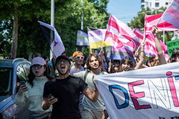 June 21, 2026, Istanbul, Istanbul, Turkey: Activists participate in the 12th Trans Pride March in the Kadikoy district of Istanbul, Turkey, on June 21, 2026. Following the conclusion of the march and after participants had dispersed, police detained several people, including journalists covering the event. The annual march was organized to raise awareness of transgender rights and issues affecting the LGBTQ+ community. Istanbul Turkey  - ZUMAt171 20260621_zip_t171_009 Copyright: xAbdullahxTepelix