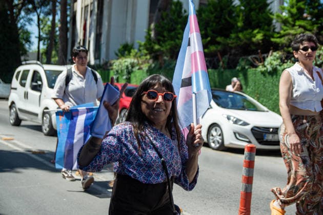 June 21, 2026, Istanbul, Istanbul, Turkey: Activists participate in the 12th Trans Pride March in the Kadikoy district of Istanbul, Turkey, on June 21, 2026. Following the conclusion of the march and after participants had dispersed, police detained several people, including journalists covering the event. The annual march was organized to raise awareness of transgender rights and issues affecting the LGBTQ+ community. Istanbul Turkey  - ZUMAt171 20260621_zip_t171_016 Copyright: xAbdullahxTepelix