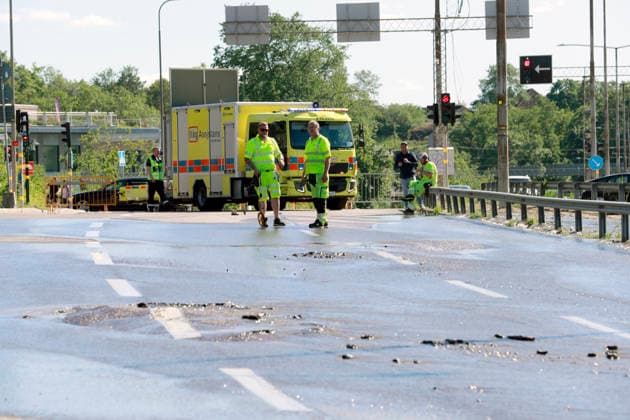 STOCKHOLM, SVERIGE 20260621 Roslagsvägen fran Roslagstull till Albano i riktning mot Norrtälje stängdes av pa grund av översvämning pa söndagseftermiddagen. STOCKHOLM SVERIGE x11700x *** STOCKHOLM, SWEDEN 20260621 Roslagsvägen from Roslagstull to Albano, heading toward Norrtälje, was closed due to flooding on Sunday afternoon STOCKHOLM, SWEDEN x11700x,detected_source_language  Copyright: xMagnusxGrimstedt TTx ÖVERSVÄMNING ROSLAGSTULL NXYqsZ3P4Ao