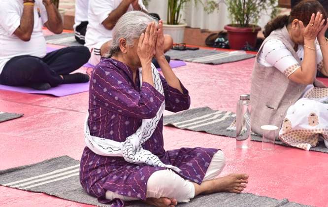 June 21, 2026, Guwahati, Assam, India: Union Finance Minister Nirmala Sitharaman participates in a mass yoga session organized on the occasion of International Day of Yoga in Guwahati, India, on June 21, 2026. The International Day of Yoga is a global observance celebrated every year on June 21 to promote the benefits of yoga for physical, mental, and spiritual well-being. Guwahati India - ZUMAa254 20260621_zip_a254_038 Copyright: xHafizxAhmedx