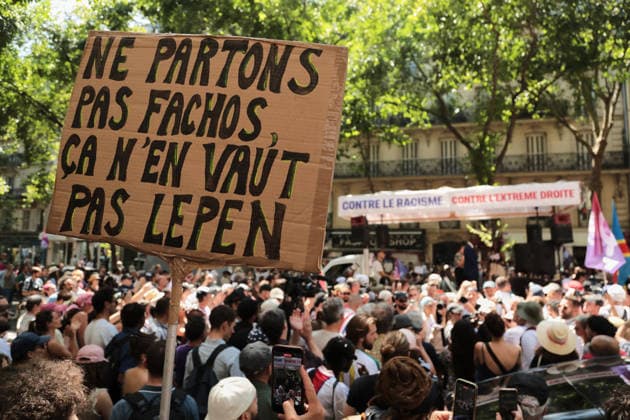 Anti-racism and anti-far-right demonstration held in Paris PARIS, FRANCE - JUNE 21: People gather for a protest against racism and the far-right in the Barbes neighborhood of Paris, Ile-de-France region, France on June 21, 2026. Mohamad Salaheldin Abdelghani Alsayed Anadolu Paris France. Editorial use only. Please get in touch for any other usage.  Copyright: x2026xAnadoluxMohamadxSalaheldinxAbdelghanixAlsayedx