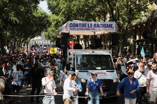 Anti-racism and anti-far-right demonstration held in Paris PARIS, FRANCE - JUNE 21: People gather for a protest against racism and the far-right in the Barbes neighborhood of Paris, Ile-de-France region, France on June 21, 2026. Mohamad Salaheldin Abdelghani Alsayed Anadolu Paris France. Editorial use only. Please get in touch for any other usage.  Copyright: x2026xAnadoluxMohamadxSalaheldinxAbdelghanixAlsayedx