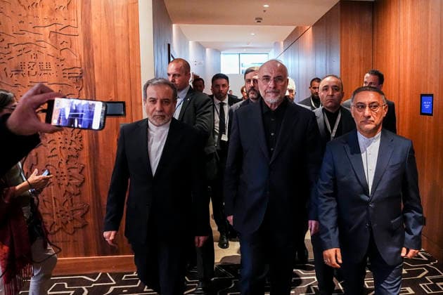 Zurich Switzerland Iran-US Talks Iranian parliament speaker Mohammad Bagher Ghalibaf (C) walks with Iranian Foreign Minister Abbas Araghchi (R) and members of their delegation ahead of a meeting in Zurich, Switzerland, on June 21, 2026. The meeting takes place on the sidelines of Iran-US talks aimed at easing tensions between Tehran and Washington, with Pakistan and Qatar involved in mediation efforts. Zurich Zurich Switzerland Copyright: xHamedxMalekpourx