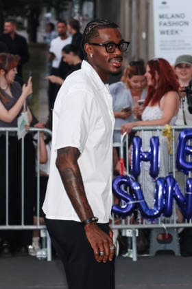 IPA85924207 - Milan, Milan Fashion Week Menswear Spring Summer 2027 - Men s Fashion, Spring Summer 2027 - Prada Afterparty - Guests arriving. Pictured: Jarred Vanderbilt (American NBA basketball player for the Los Angeles Lakers)  Copyright: xAlessandroxBremecx xx 85924207