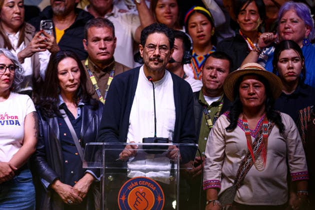 Preliminary results of the presidential runoff election announced in Colombia BOGOTA, COLOMBIA - JUNE 21: Presidential candidate Ivan Cepeda addresses his supporters after the preliminary results of the presidential runoff election were announced in Bogota, Colombia, on June 21, 2026. Leftist presidential candidate Ivan Cepeda acknowledged the preliminary results of the second round of the Colombian elections on Sunday, which gave a narrow victory to far-right candidate Abelardo de la Espriella, but announced that his campaign would challenge 33,000 polling stations during the official count. Lucas Aguayo Araos Anadolu Bogota Colombia. Editorial use only. Please get in touch for any other usage.  Copyright: x2026xAnadoluxLucasxAguayoxAraosx