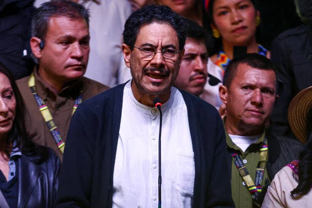 Preliminary results of the presidential runoff election announced in Colombia BOGOTA, COLOMBIA - JUNE 21: Presidential candidate Ivan Cepeda addresses his supporters after the preliminary results of the presidential runoff election were announced in Bogota, Colombia, on June 21, 2026. Leftist presidential candidate Ivan Cepeda acknowledged the preliminary results of the second round of the Colombian elections on Sunday, which gave a narrow victory to far-right candidate Abelardo de la Espriella, but announced that his campaign would challenge 33,000 polling stations during the official count. Lucas Aguayo Araos Anadolu Bogota Colombia. Editorial use only. Please get in touch for any other usage.  Copyright: x2026xAnadoluxLucasxAguayoxAraosx