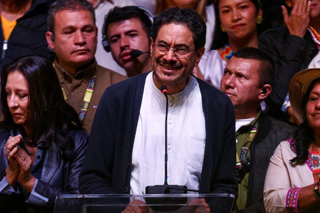 Preliminary results of the presidential runoff election announced in Colombia BOGOTA, COLOMBIA - JUNE 21: Presidential candidate Ivan Cepeda addresses his supporters after the preliminary results of the presidential runoff election were announced in Bogota, Colombia, on June 21, 2026. Leftist presidential candidate Ivan Cepeda acknowledged the preliminary results of the second round of the Colombian elections on Sunday, which gave a narrow victory to far-right candidate Abelardo de la Espriella, but announced that his campaign would challenge 33,000 polling stations during the official count. Lucas Aguayo Araos Anadolu Bogota Colombia. Editorial use only. Please get in touch for any other usage.  Copyright: x2026xAnadoluxLucasxAguayoxAraosx
