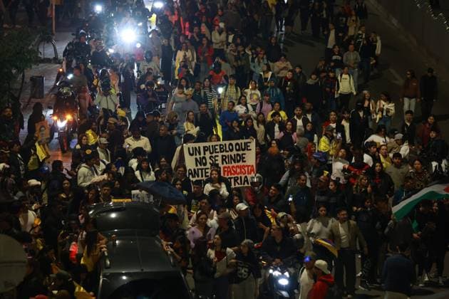 Protest Against Colombian Election Results BOGOTA, COLOMBIA JUNE 21, 2026: Supporters of presidential candidate Ivan Cepeda block one of the main streets in Bogota, Colombia, during a protest following the 2026 presidential election. BogotÃ CO Copyright: x xAntonioxCasciox xJNAxPressx