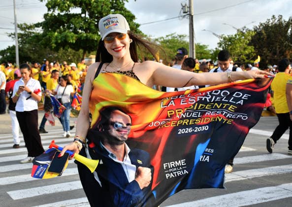 Abelardo de la Espriella celebrates presidential election victory in Colombia BARRANQUILLA, COLOMBIA - JUNE 21: Supporters of far-right presidential candidate Abelardo de la Espriella celebrate his electoral victory in Barranquilla, Colombia, on June 21, 2026. Cristian Acosta Anadolu Barranquilla Colombia. Editorial use only. Please get in touch for any other usage.  Copyright: x2026xAnadoluxCristianxAcostax
