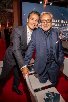 ABB BURDA- Erol Sander und Wolfgang Stumph zu Gast auf der Aftershow Party bei dem Felix Burda Award in der KAXICA am Brandenburger Tor am 21.06.2026 in Berlin Berlin Deutschland *** ABB BURDAs Erol Sander and Wolfgang Stumph attended the after-show party for the Felix Burda Award at KAXICA near the Brandenburg Gate on June 21, 2026, in Berlin, Germany,detected_source_language