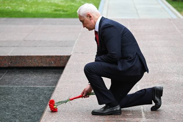 Russia Putin WWII Memory and Sorrow Day 9193338 22.06.2026 Russian Defence Minister Andrei Belousov attends a wreath-laying ceremony at the Tomb of the Unknown Soldier by the Kremlin wall on the Day of Memory and Sorrow, marking the 85th anniversary of the Nazi German invasion of the Soviet Union during the World War Two, in Moscow, Russia. Alexey Filippov Sputnik Moscow Russia  Copyright: xAlexeyxFilippovx