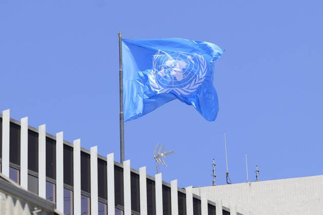Pope Leo XIV visits the UN World Food Programme headquarters in Rome ROME, ITALY - JUNE 22: The UN flag waves atop the World Food Programme’s headquarters during the visit of Pope Leo XIV, in Rome, Italy, on June 22, 2026. Riccardo De Luca Anadolu Rome Italy. Editorial use only. Please get in touch for any other usage.  Copyright: x2026xAnadoluxRiccardoxDexLucax