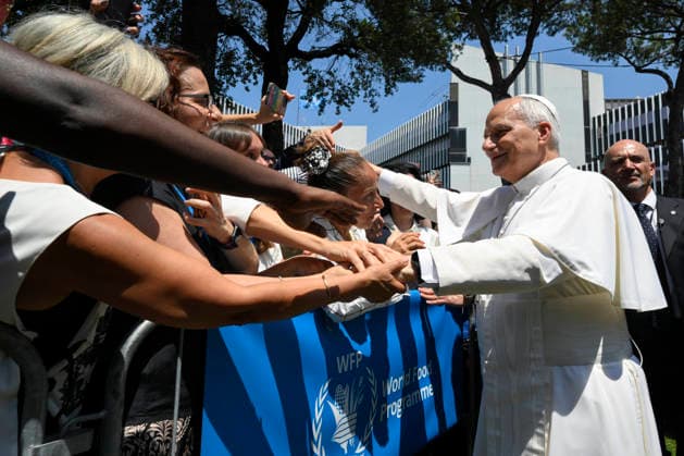ITALY - POPE LEO XIV DURING A VISIT AT THE HEADQUARTERS OF WORLD FOOD PROGRAMME IN ROME - 2026 6 22 Italy, Rome, Vatican, 2026 6 22 Pope Leo XIV during a visit at the Headquarters of World Food Programme (WFP), in Rome EDITORIAL USE ONLY - NO BOOKS Copyright: xVATICANxMEDIAx