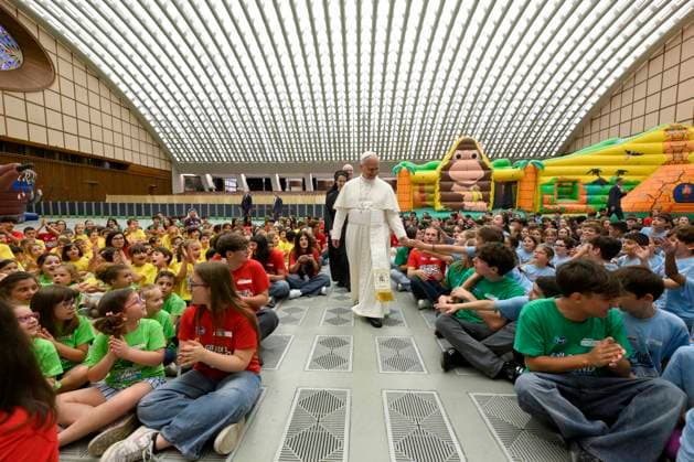 ITALY- REL VATICAN -POPE LEO XVI GREETS THE PARTICIPANTS IN THE SUMMER YOUTH CAMP June 22, 2026 ITALY REL June 22, 2026 Pope Leo XIV greets the participants in the Summer Youth Camp EDITORIAL USE ONLY - NO BOOKS Copyright: xVATICANxMEDIAx xCatholicxPressxPhotox