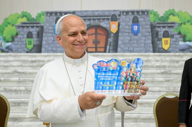 ITALY- REL VATICAN -POPE LEO XVI GREETS THE PARTICIPANTS IN THE SUMMER YOUTH CAMP June 22, 2026 ITALY REL June 22, 2026 Pope Leo XIV greets the participants in the Summer Youth Camp EDITORIAL USE ONLY - NO BOOKS Copyright: xVATICANxMEDIAx xCatholicxPressxPhotox
