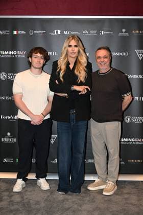 IPA85937269 - Rome: Casa del Cinema. Presentation of the Filming Italy Sardegna Festival. Pictured: Mattia Cirilli, Tiziana Rocca, Gabriele Cirilli  Copyright: xMaurizioxD Avanzox xDxAvanzo Provvisionatox 85937269